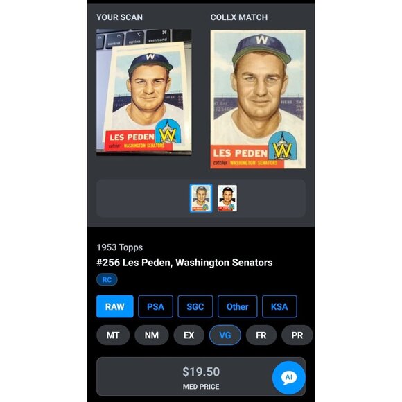 Les Peden Washington Senators Catcher 1953 Topps Baseball Card - Vintage Reprint - Picture 5 of 5